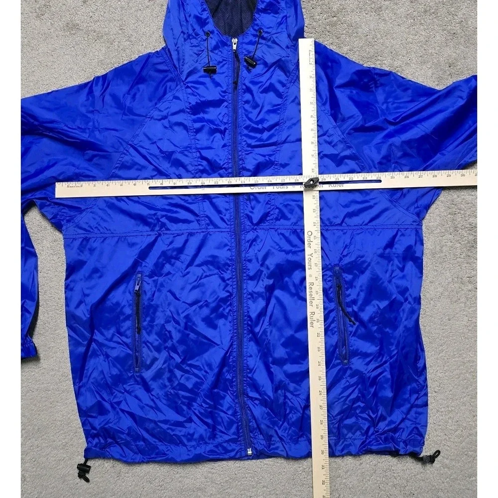 Vintage 90s REI Blue Nylon Windbreaker‎ Jacket Mens XL Hooded Full Zip Outdoor
